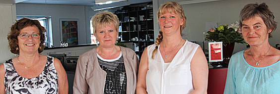 Sonja - Britta - Anne-Grethe og Lone var med til at hylde arbejdsmiljørepræsentanternes arbejde.